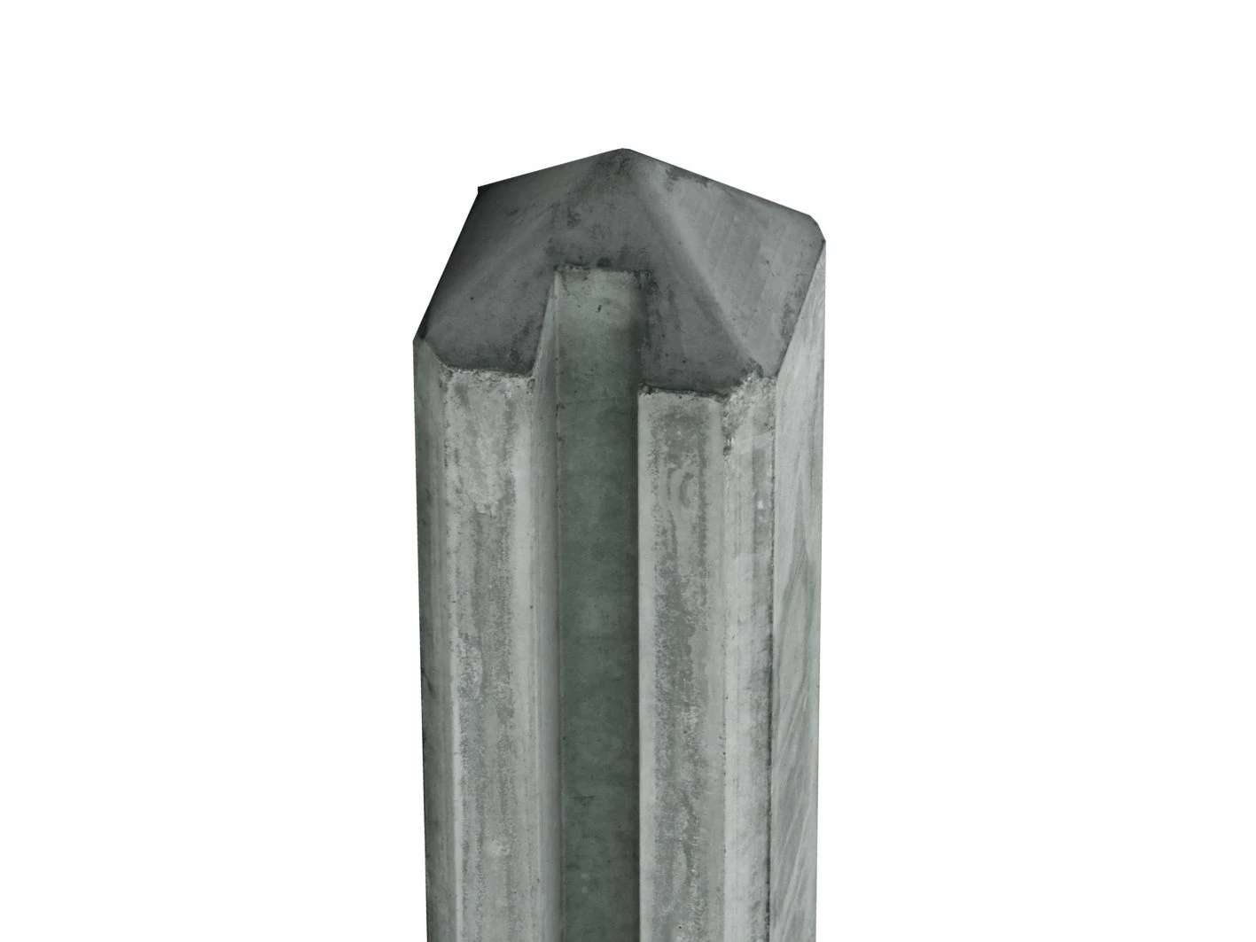 Beton Hoekpaal 11.5 x 11.5 cm (115 x 115 mm) met Sleuf en Diamant Kop Grijs - Lengte 278 cm - Afbeelding 1